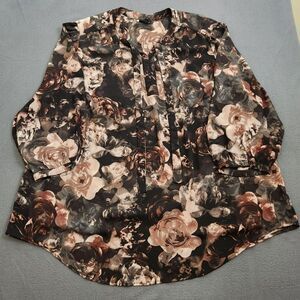 Torrid Floral Georgette Top Women Plus 3X Romantic Bow Tie Blouse Boho Fall